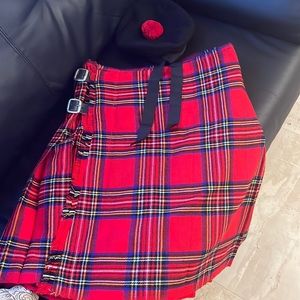 Scottish kilt and beret - worn once!